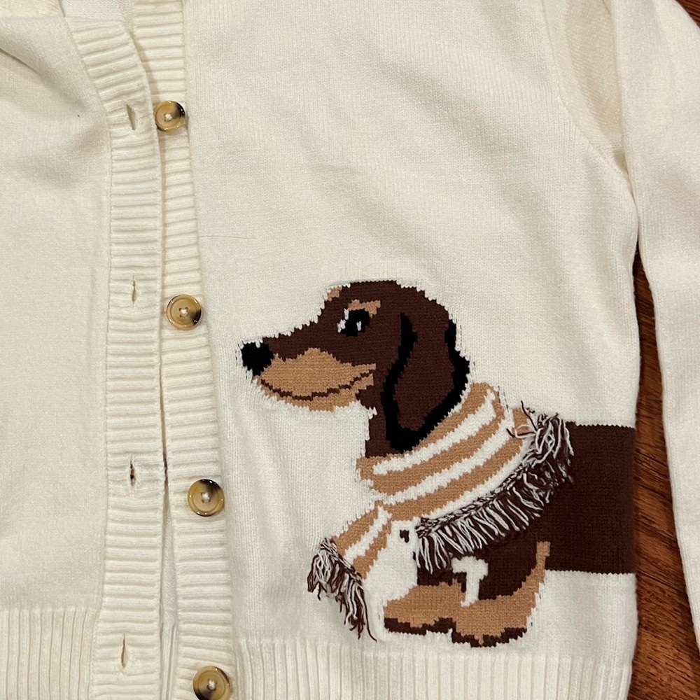 026. Cream Cardigan with 3D Dog Design - Picture 3 of 3